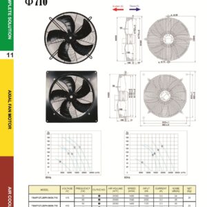 YSWF127L50P6-840N-710S 415V Suction 220V Throw Type Fan axial fans